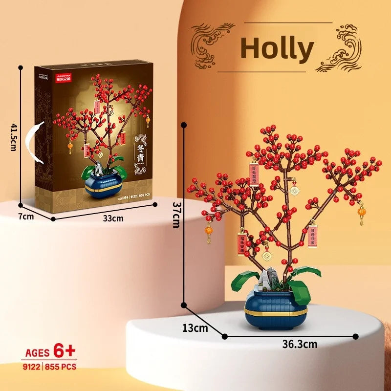 Creative Building Block Bonsai Flower Kit Peach Blossom Narcissus For Kids Home Decor - ToylandEU