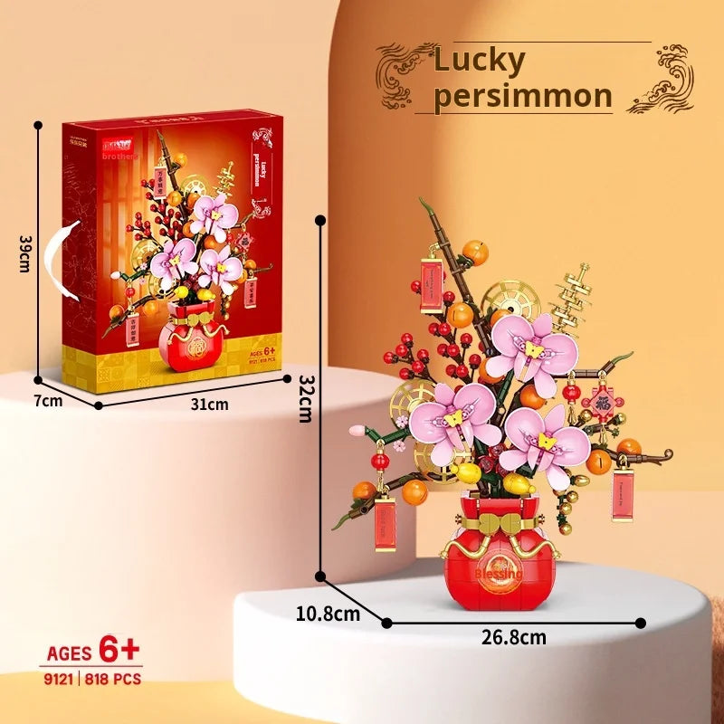 Creative Building Block Bonsai Flower Kit Peach Blossom Narcissus For Kids Home Decor - ToylandEU