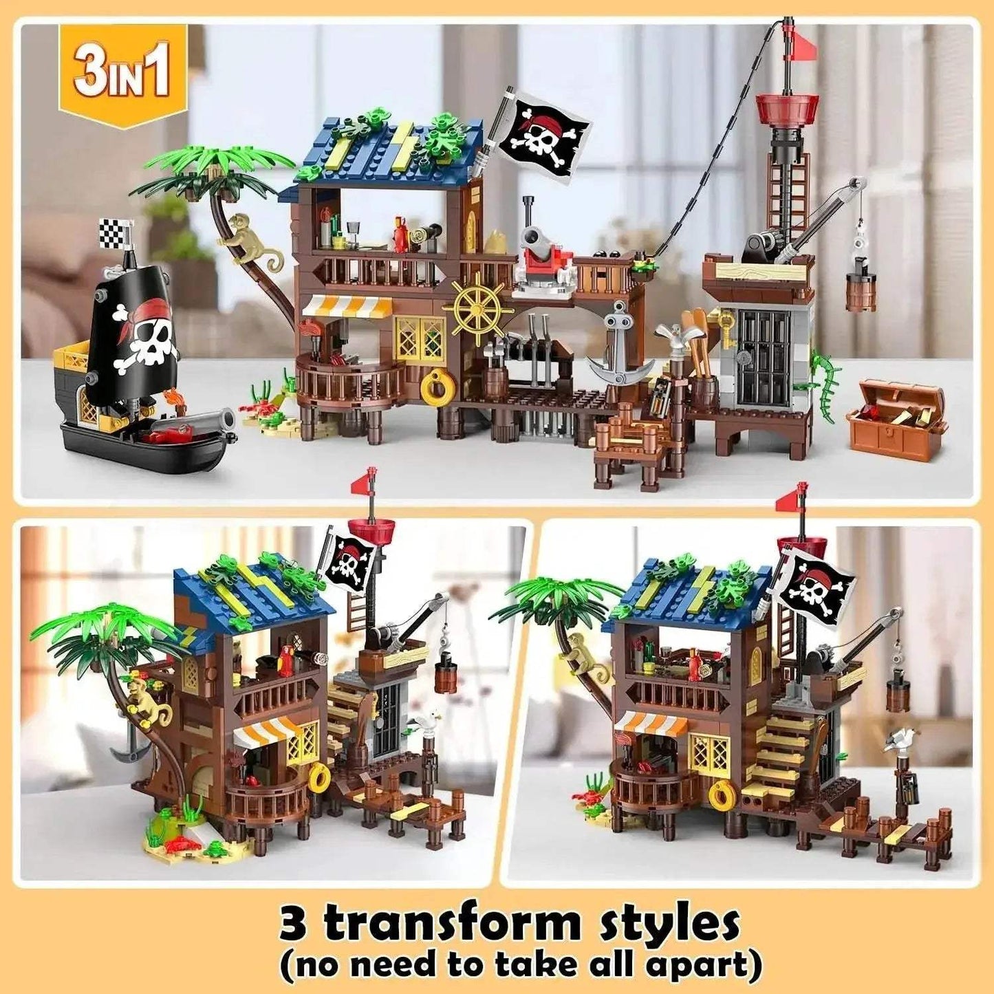  Creative Building Blocks 3 Style Pirate Ship Toyland EU -  ToylandEU™