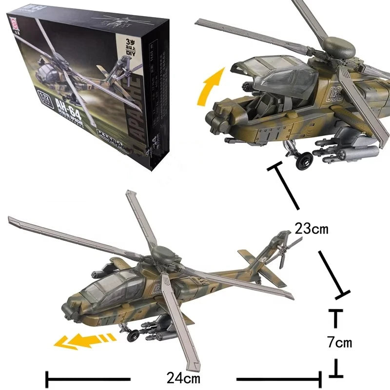 Creative Building Blocks AH-64 Two Seater Armed Attack Helicopter Model For Boys - ToylandEU