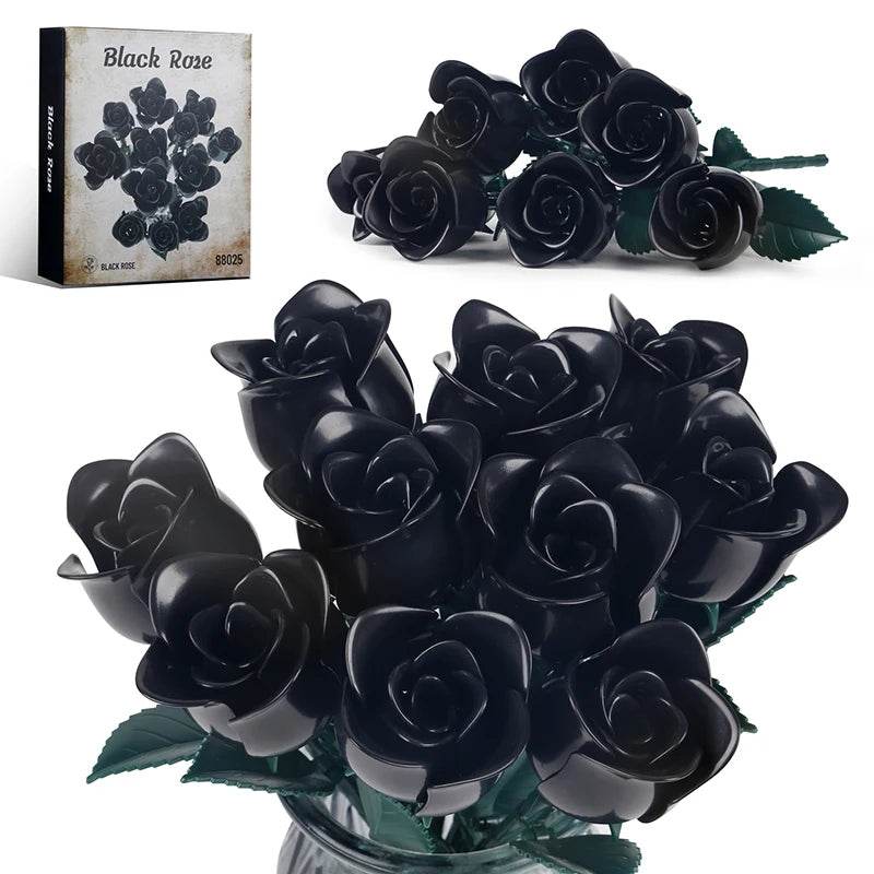 Creative Building Blocks Black Rose Bouquet For Kids - ToylandEU