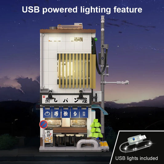 Creative Building Blocks City Street Scene MOC Japanese Steamed Bun House 1108 Pcs For Kids Gift - ToylandEU