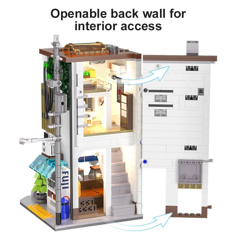 Creative Building Blocks City Street Scene MOC Japanese Steamed Bun House 1108 Pcs For Kids Gift - ToylandEU