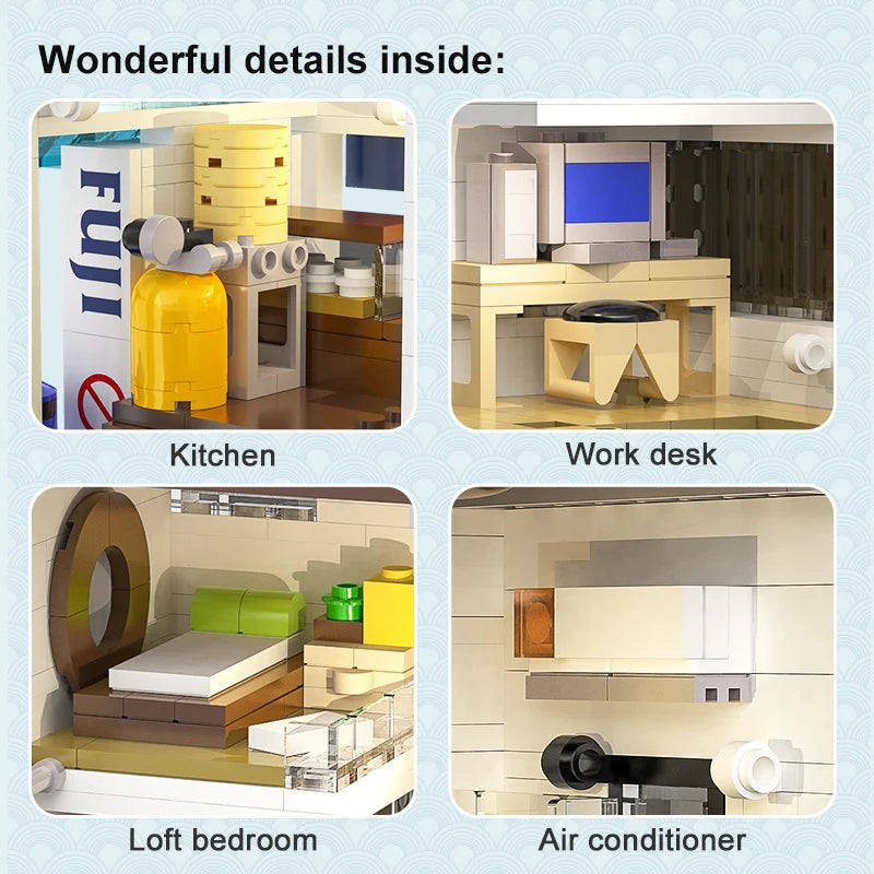 Creative Building Blocks City Street Scene MOC Japanese Steamed Bun House 1108 Pcs For Kids Gift - ToylandEU