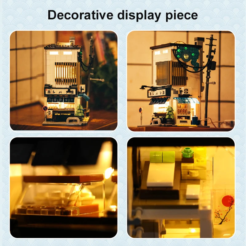 Creative Building Blocks City Street Scene MOC Japanese Steamed Bun House 1108 Pcs For Kids Gift - ToylandEU