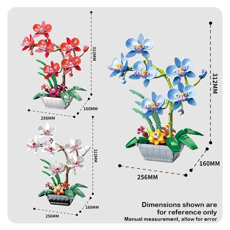 Creative Building Blocks Orchid Bouquet City Home Decoration Diy Gift For Teens And Girls - ToylandEU