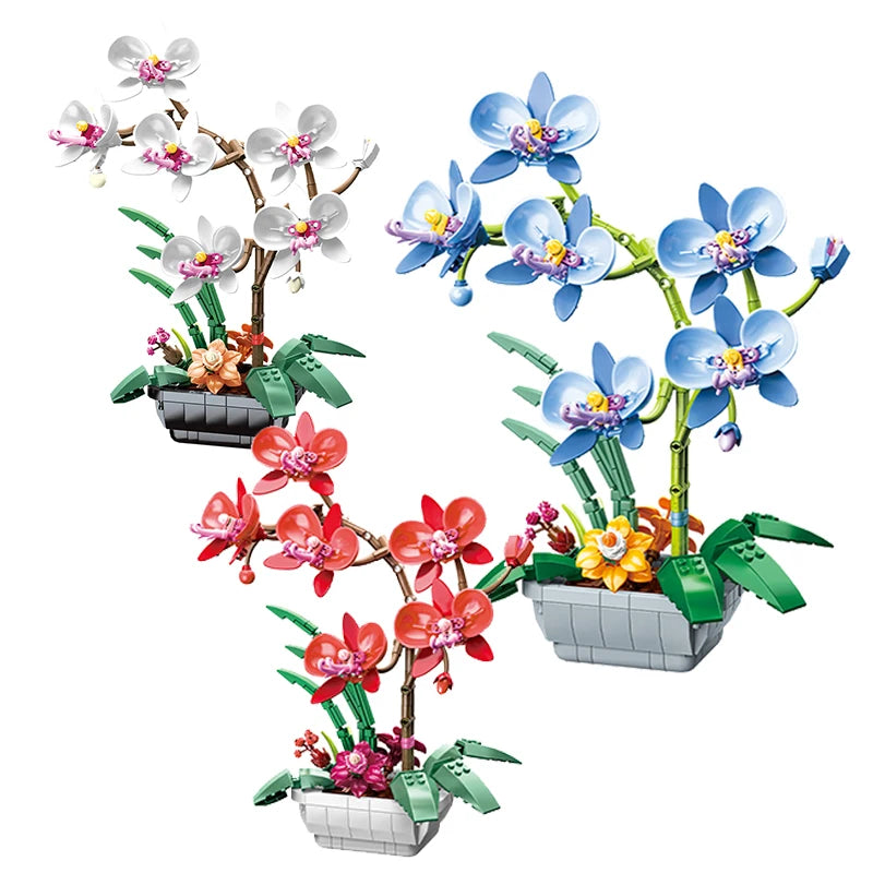 Creative Building Blocks Orchid Bouquet City Home Decoration Diy Gift For Teens And Girls - ToylandEU