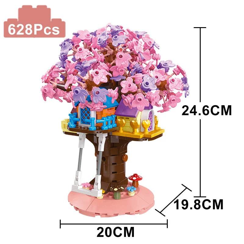 Creative Building Blocks Set Red Rose Vase Romantic Floral Bouquet Valentines Day Gift For Couples - ToylandEU