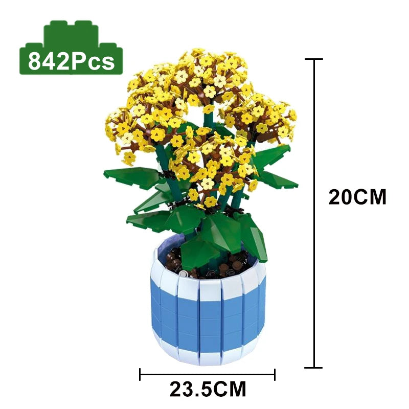 Creative Building Blocks Set Red Rose Vase Romantic Floral Bouquet Valentines Day Gift For Couples - ToylandEU