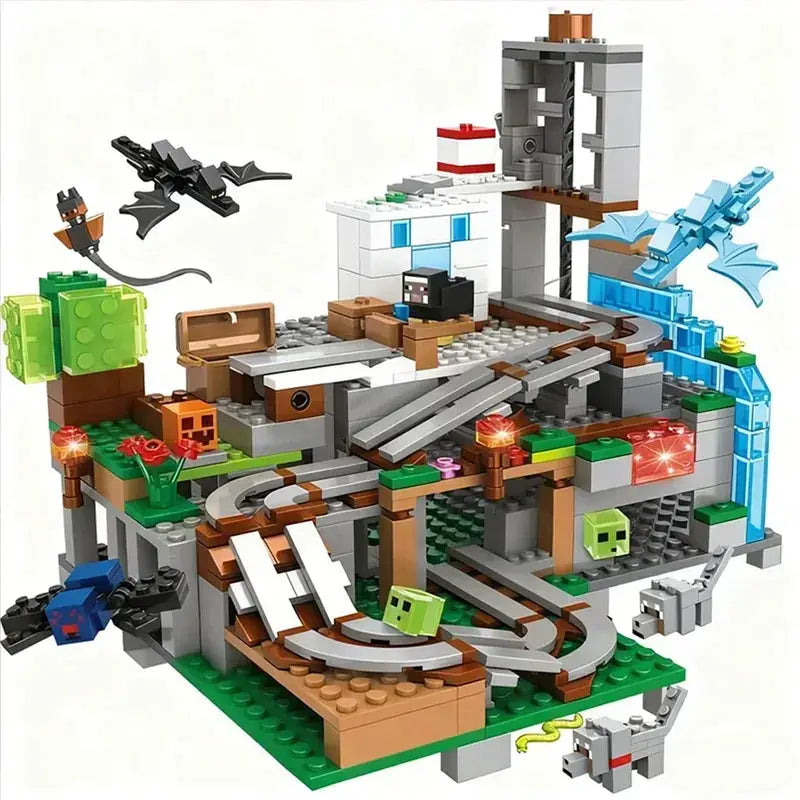 Creative Building Blocks Set With Mine Cart Tracks For Kids - ToylandEU