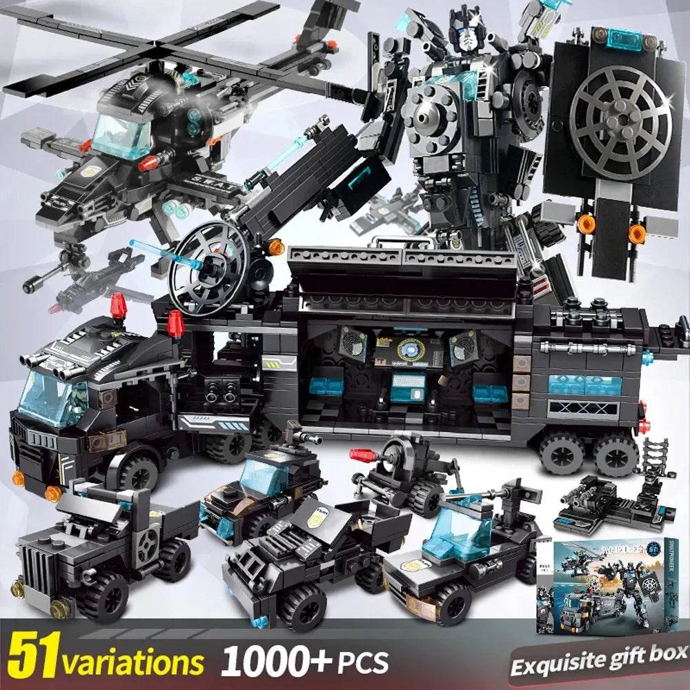 Creative Building Blocks Set for Kids with Police Station and SWAT Figures - ToylandEU