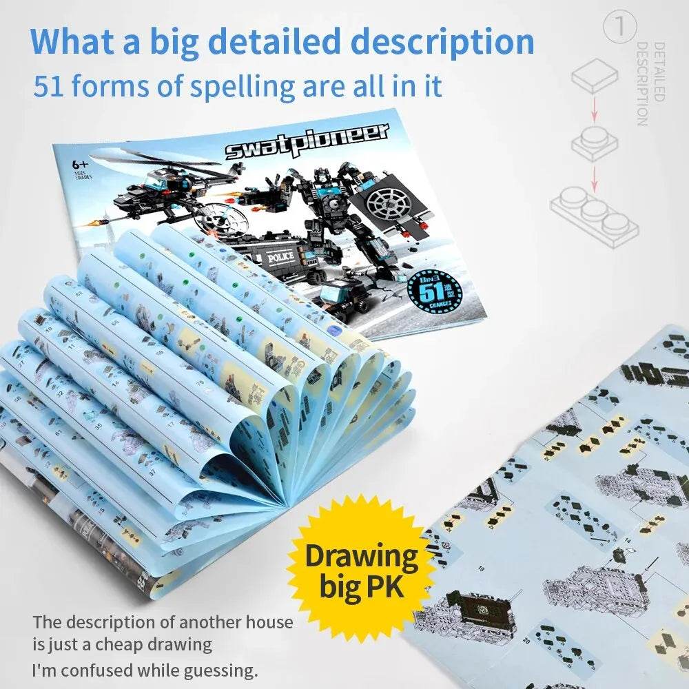 Creative Building Blocks Set for Kids with Police Station and SWAT Figures - ToylandEU