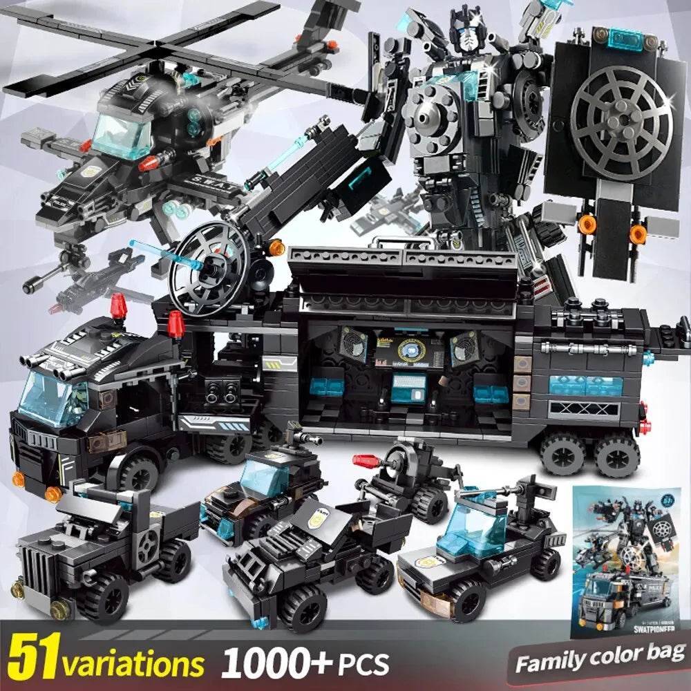 Creative Building Blocks Set for Kids with Police Station and SWAT Figures - ToylandEU