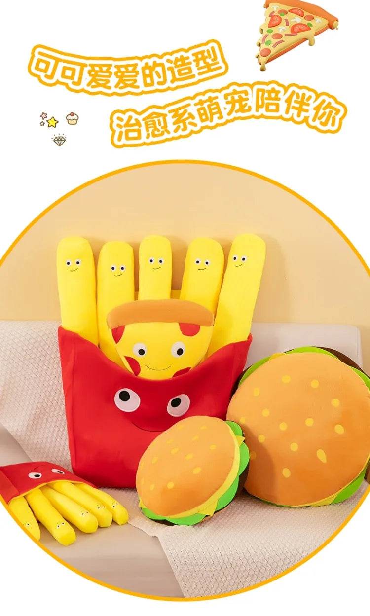 Creative Cartoon French Fries Hamburger Pizza Ornaments Couple Plush Toy Doll for Girls and Boys Birthday Gifts - ToylandEU