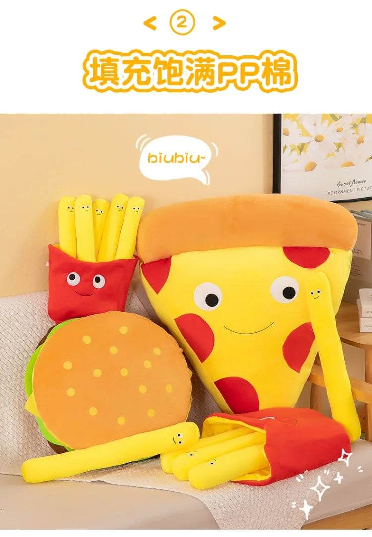 Creative Cartoon French Fries Hamburger Pizza Ornaments Couple Plush Toy Doll for Girls and Boys Birthday Gifts - ToylandEU