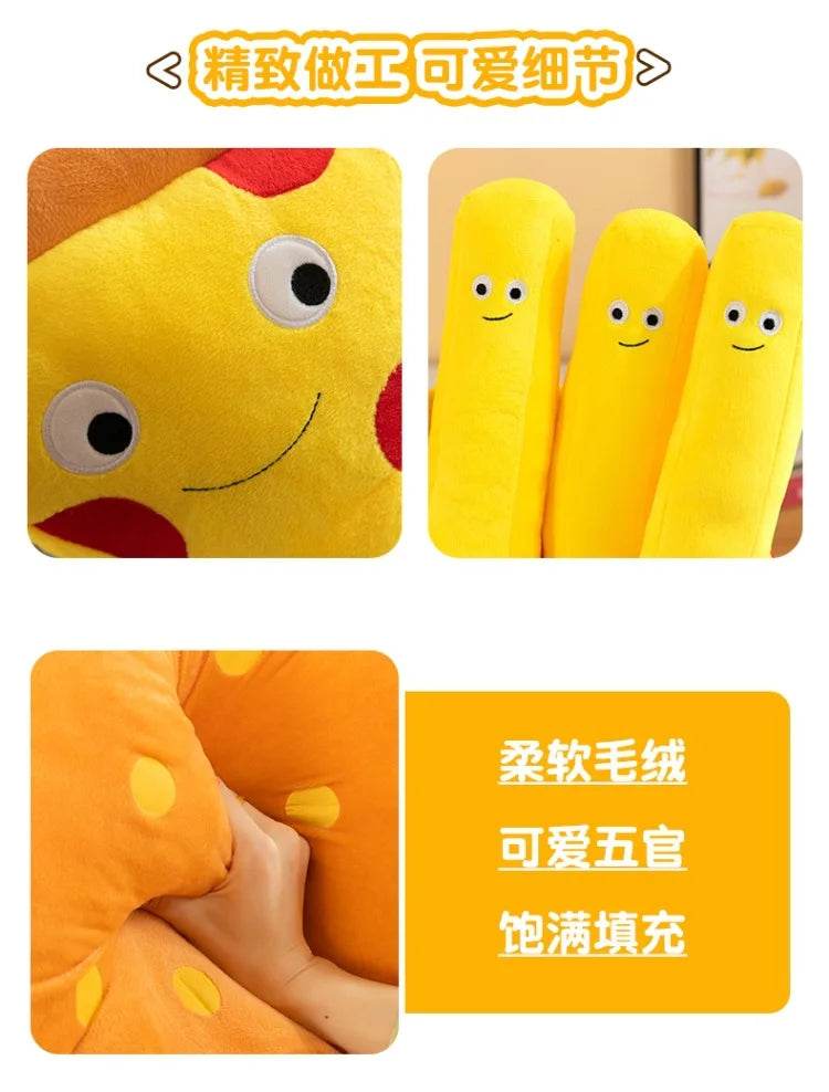 Creative Cartoon French Fries Hamburger Pizza Ornaments Couple Plush Toy Doll for Girls and Boys Birthday Gifts - ToylandEU