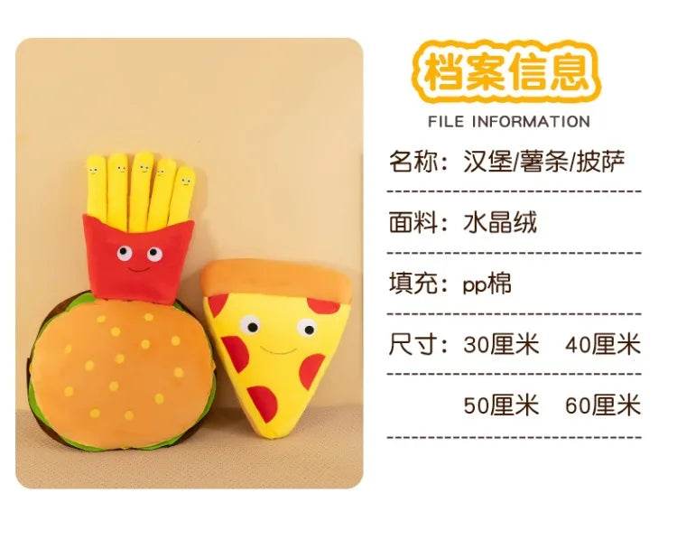 Creative Cartoon French Fries Hamburger Pizza Ornaments Couple Plush Toy Doll for Girls and Boys Birthday Gifts - ToylandEU