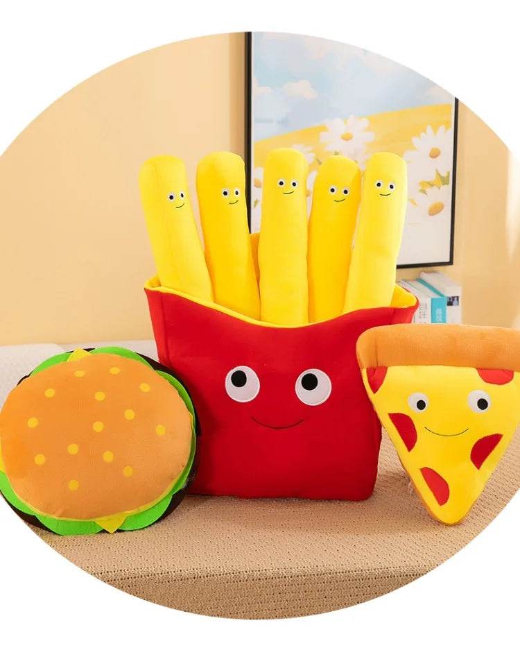 Creative Cartoon French Fries Hamburger Pizza Ornaments Couple Plush Toy Doll for Girls and Boys Birthday Gifts - ToylandEU