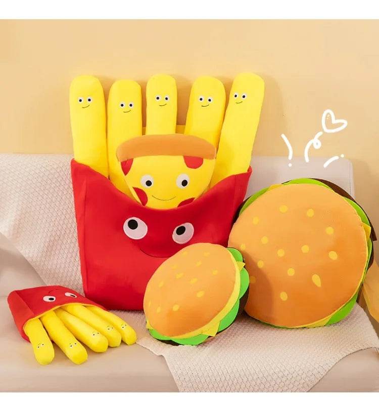 Creative Cartoon French Fries Hamburger Pizza Ornaments Couple Plush Toy Doll for Girls and Boys Birthday Gifts - ToylandEU