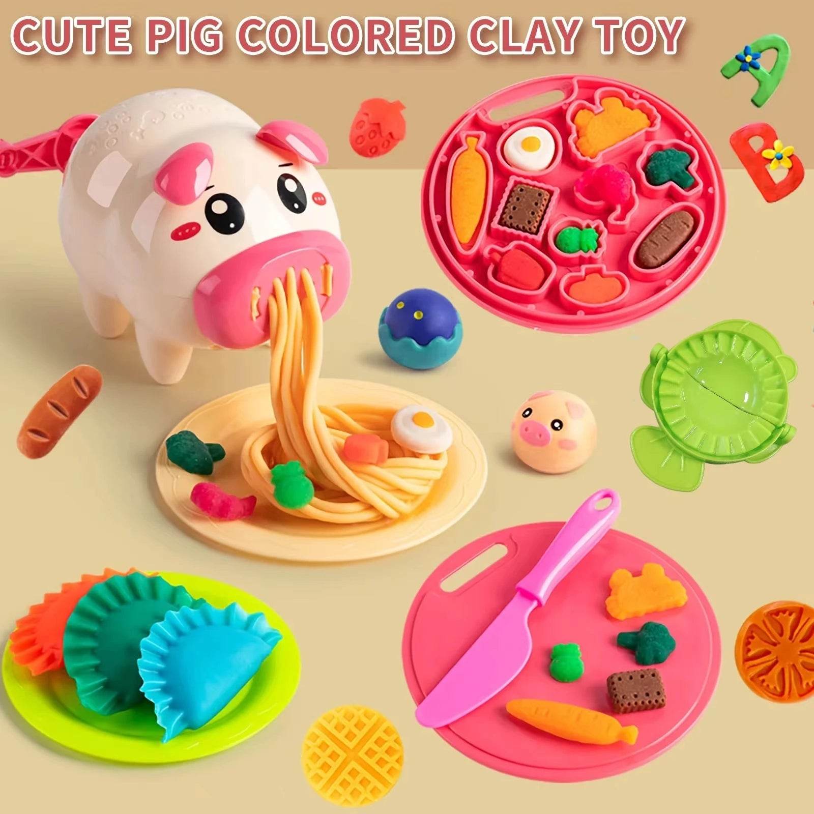 Creative Cartoon Pig Noodle Maker and Clay Dough Set for Kids Fun and Imaginative Play - ToylandEU