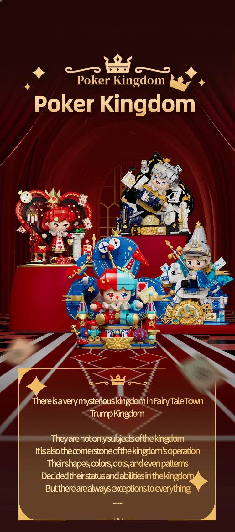 Creative Cartoon Poker Face Building Block King Queen Knight - ToylandEU