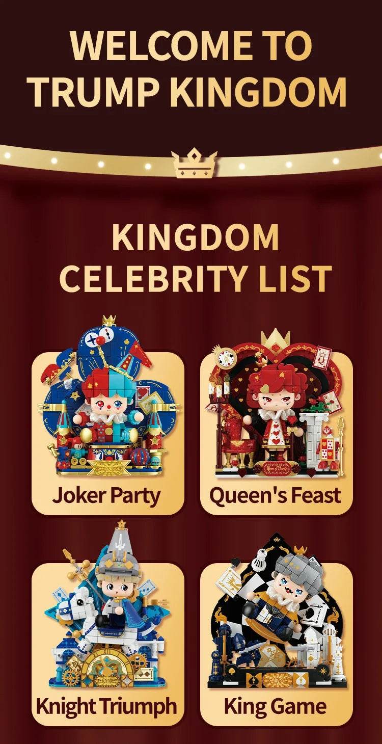 Creative Cartoon Poker Face Building Block King Queen Knight - ToylandEU