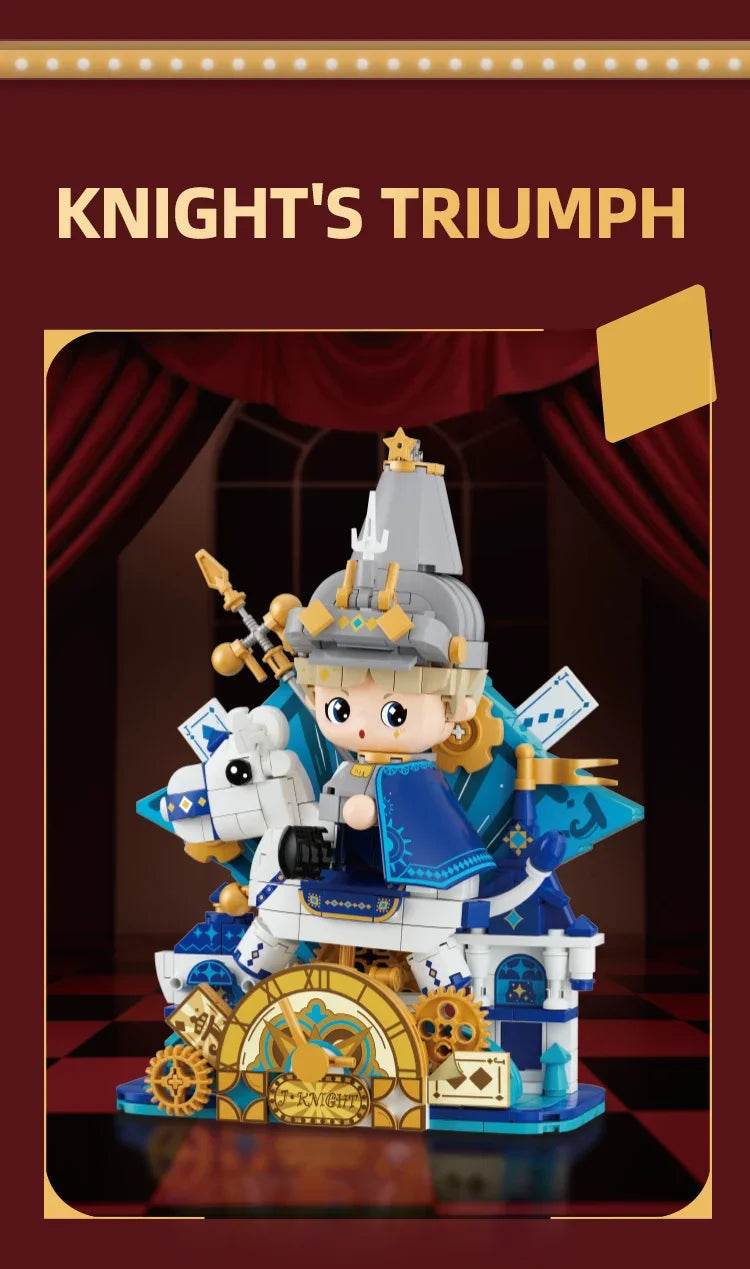 Creative Cartoon Poker Face Building Block King Queen Knight - ToylandEU
