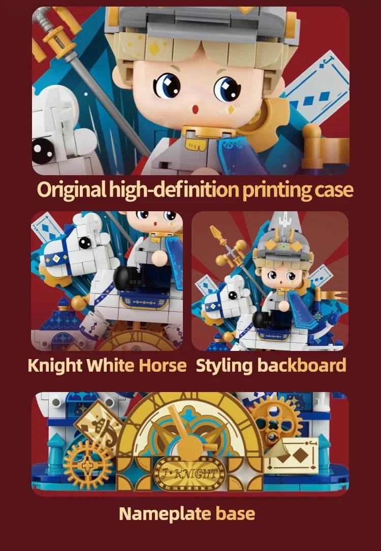 Creative Cartoon Poker Face Building Block King Queen Knight - ToylandEU