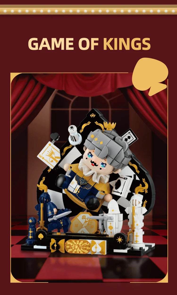 Creative Cartoon Poker Face Building Block King Queen Knight - ToylandEU