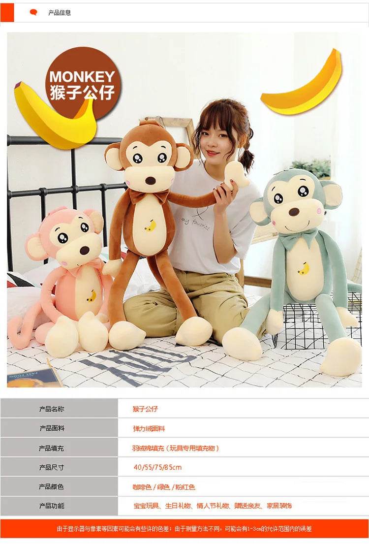 Creative Cute Cartoon Plush Monkey Doll with Long Arms and Legs Baby Sleeping Pillow Gift - ToylandEU