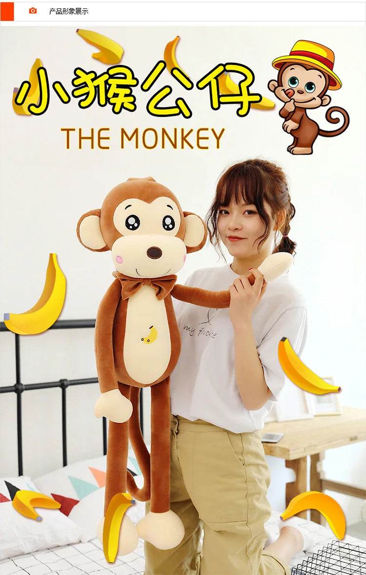 Creative Cute Cartoon Plush Monkey Doll with Long Arms and Legs Baby Sleeping Pillow Gift - ToylandEU