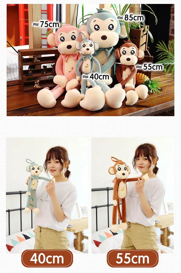 Creative Cute Cartoon Plush Monkey Doll with Long Arms and Legs Baby Sleeping Pillow Gift - ToylandEU