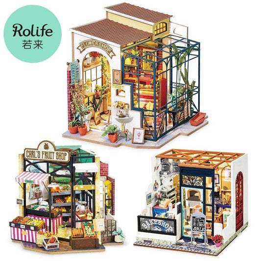 Creative DIY Wooden Dollhouse Fruit & Flower Shop with Furnishings - ToylandEU
