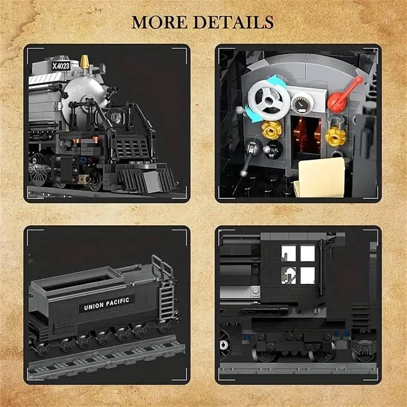 Creative In Stock The Bigboy Steam Locomotive Train 1608pcs Railway Puzz MOC Building Block Toy Gifts Kids - ToylandEU
