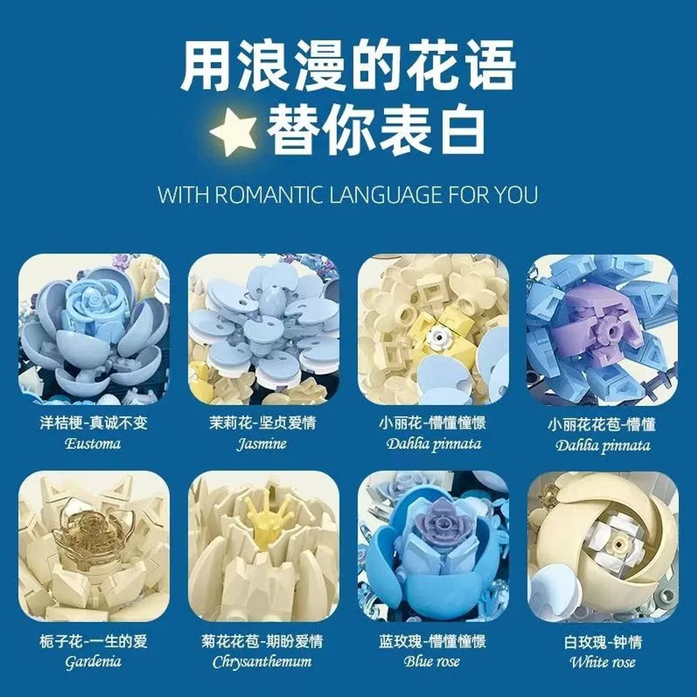 Creative Lego Compatible Building Block Bricks Moon Shaped Rose MOC 934 Pcs Valentine Gifts - ToylandEU