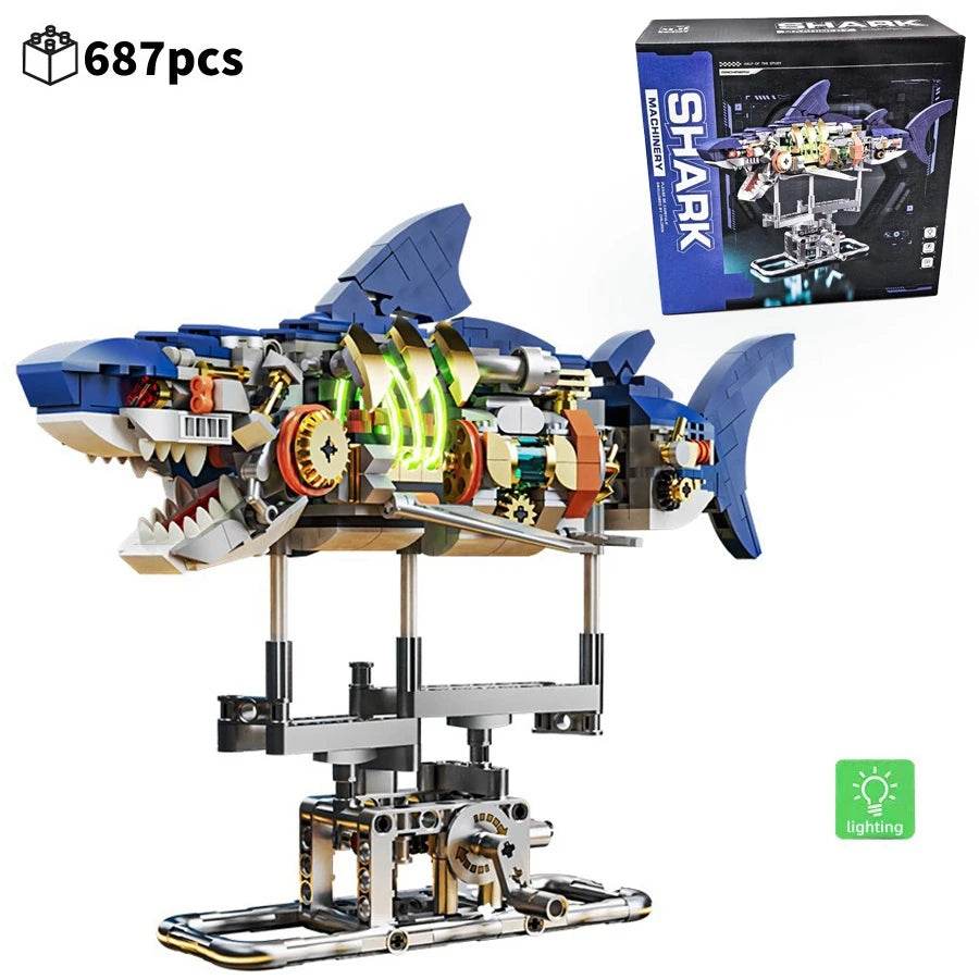 Creative Mechanical Shark Sea Animal Life Set With Light Display - ToylandEU