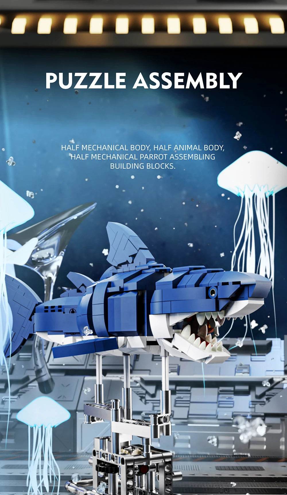 Creative Mechanical Shark Sea Animal Life Set With Light Display - ToylandEU