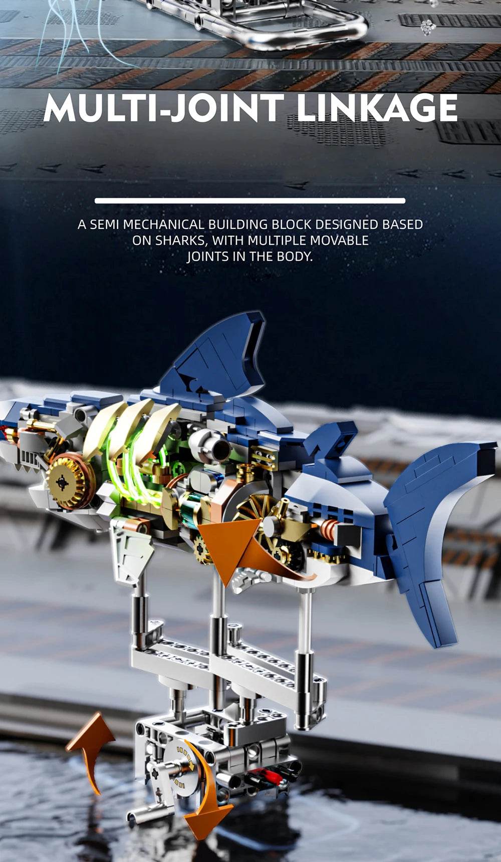 Creative Mechanical Shark Sea Animal Life Set With Light Display - ToylandEU