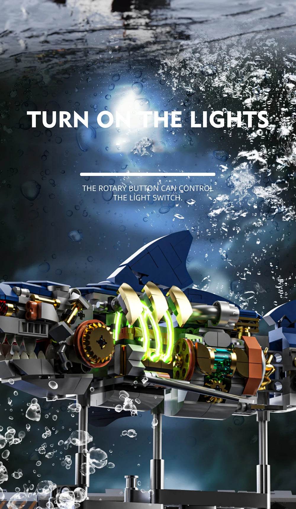 Creative Mechanical Shark Sea Animal Life Set With Light Display - ToylandEU