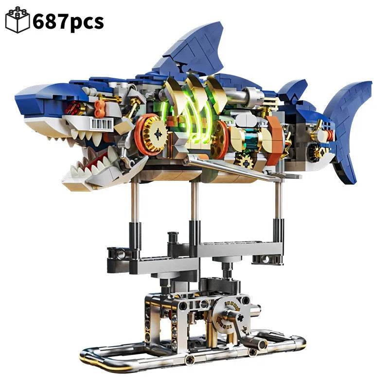 Creative Mechanical Shark Sea Animal Life Set With Light Display - ToylandEU