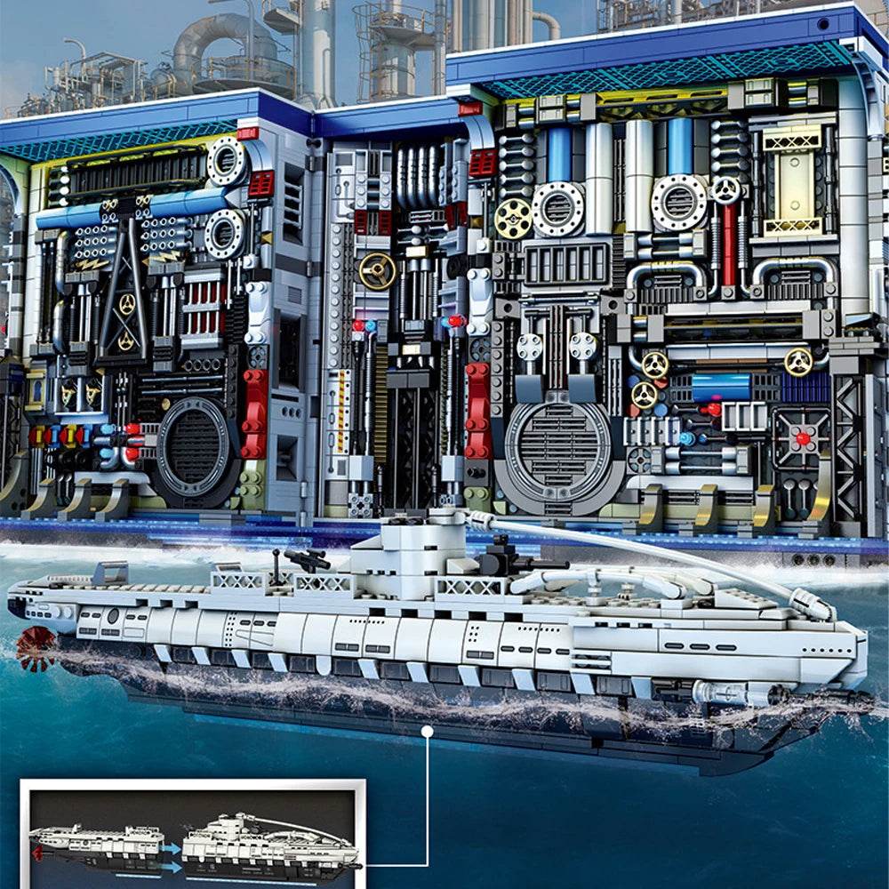 Creative Military Submarine Building Block Model with Lights for Kids and Teens 3466 Pieces - ToylandEU