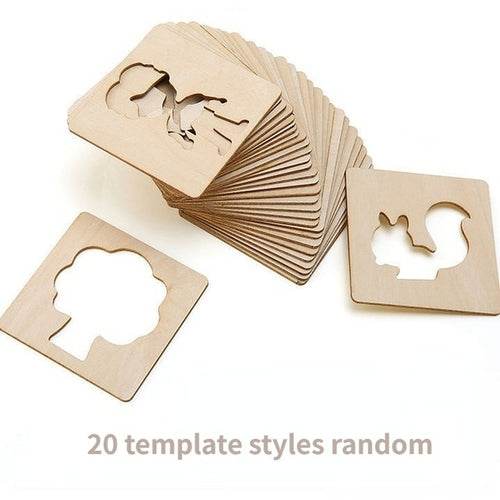 Creative Montessori Wooden Stencil Set for Kids - 20 DIY Art Templates - ToylandEU