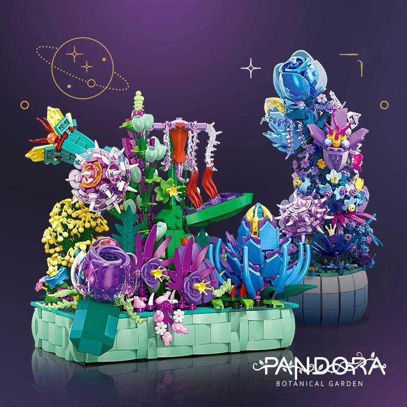 Creative Potted Flower Building Blocks Colorful Rose Lavender - ToylandEU