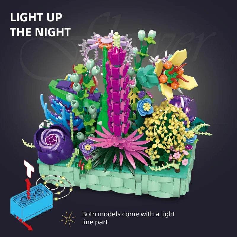 Creative Potted Flower Building Blocks Colorful Rose Lavender - ToylandEU