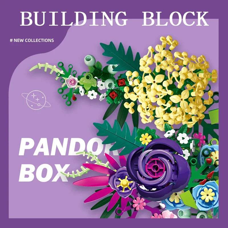 Creative Potted Flower Building Blocks Colorful Rose Lavender - ToylandEU