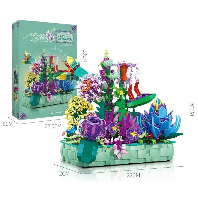 Creative Potted Flower Building Blocks Colorful Rose Lavender - ToylandEU