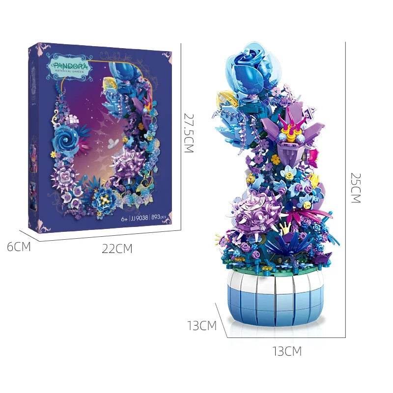 Creative Potted Flower Building Blocks Colorful Rose Lavender - ToylandEU