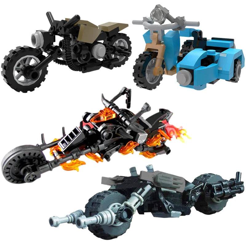 Creative Retro Mini Motorcycle Building Blocks MOC Ghosted-Riders Model for Kids Birthday Gifts - ToylandEU