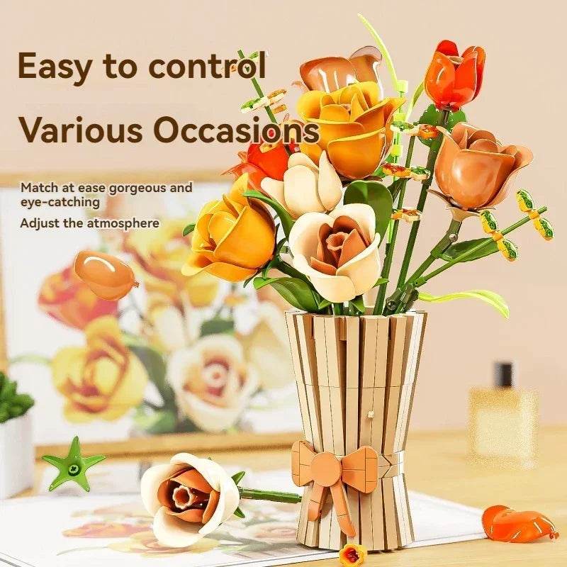 Creative Rose Building Blocks Set Model Flower Pot Gifts - ToylandEU