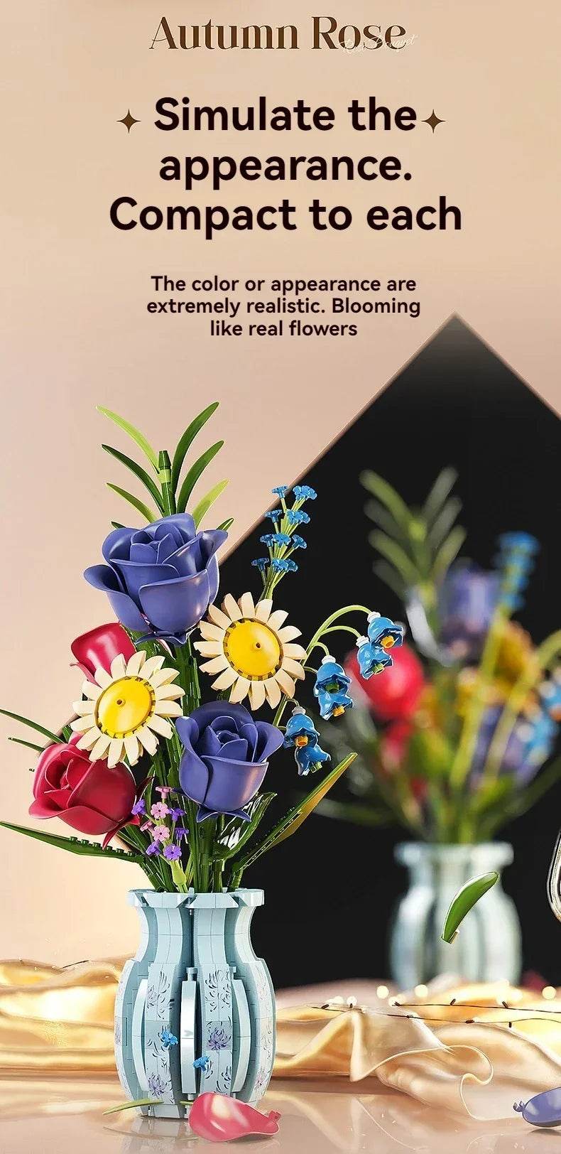 Creative Rose Building Blocks Set Model Flower Pot Gifts - ToylandEU